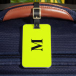 Fluorescent Chartreuse Yellow Neon Colon Monogram Bagagelabel<br><div class="desc">Monogrammed initiaal en ook persoonlijke details zoals naam,  adres,  telefoonaantal en e-mail allen die u kunt uitgeven. Ontworpen met een aantrekkelijke solide neongele kleurenachtergrond,  kunt u de kleur desgewenst wijzigen. Cool reiscadeauidee voor hem of haar.</div>