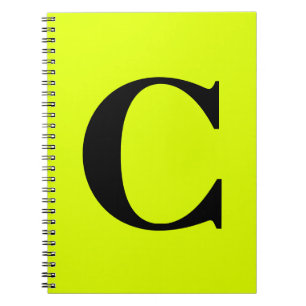Fluorescent Chartreuse Yellow Neon Monogram Naam Notitieboek