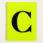 Fluorescent Chartreuse Yellow Neon Monogram Naam Planner (Voorkant)