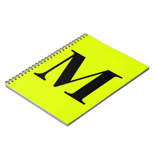 Fluorescent Chartreuse Yellow Neon Monogrammen Gif Notitieboek (Linkerzijde)