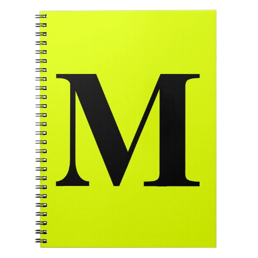 Fluorescent Chartreuse Yellow Neon Monogrammen Gif Notitieboek (Voorkant)