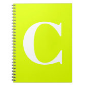 Fluorescent Chartreuse Yellow Neon Name Monogram Notitieboek (Voorkant)