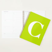 Fluorescent Chartreuse Yellow Neon Name Monogram Planner (Display)