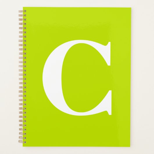 Fluorescent Chartreuse Yellow Neon Name Monogram Planner (Voorkant)