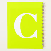 Fluorescent Chartreuse Yellow Neon Name Monogram Planner (Achterkant)