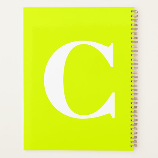 Fluorescent Chartreuse Yellow Neon Name Monogram Planner (Achterkant)