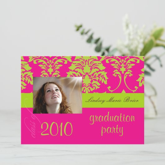 Fluorescent Damask/hot-roze Kaart (Staand voorkant)