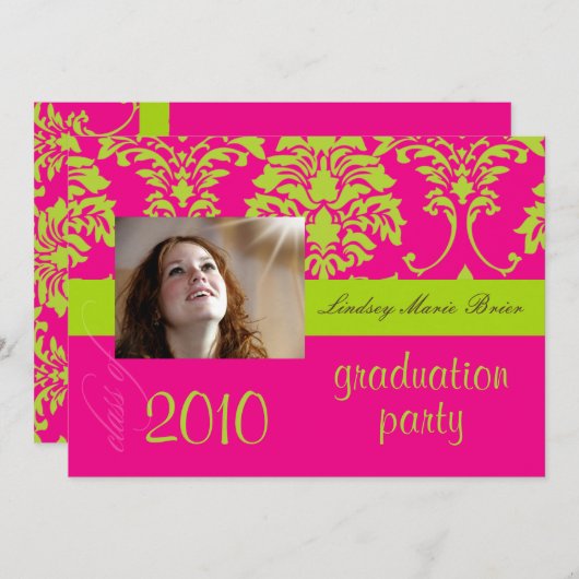 Fluorescent Damask/hot-roze Kaart (Voorkant / Achterkant)