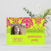 Fluorescent Damask/hot roze/limoen Kaart (Staand voorkant)