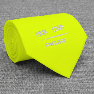 fluorescent geel effen kleur - logo toevoegen stropdas