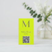 fluorescent geel - vet monogram - QR-code  Visitekaartje (Staand voorkant)
