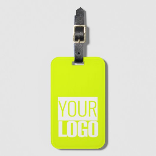 Fluorescent geel - voeg uw logo toe bagagelabel (Voorkant (verticaal))