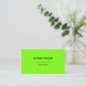 Fluorescent Green Black Fun Minimalist Custom Name Visitekaartje (Staand voorkant)