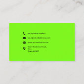 Fluorescent Green Black Fun Minimalist Custom Name Visitekaartje (Achterkant)
