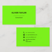 Fluorescent Green Black Fun Minimalist Custom Name Visitekaartje (Voorkant / Achterkant)