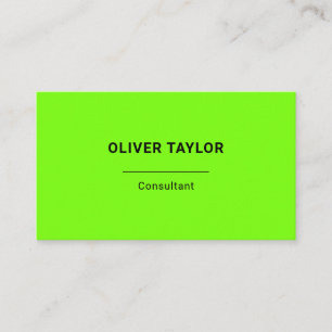 Fluorescent Green Black Fun Minimalist Custom Name Visitekaartje