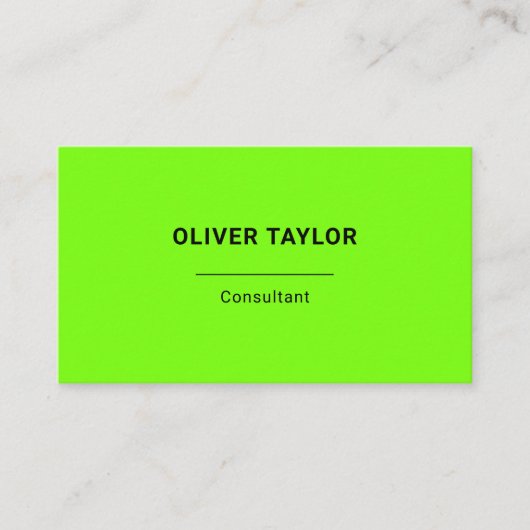 Fluorescent Green Black Fun Minimalist Custom Name Visitekaartje (Voorkant)