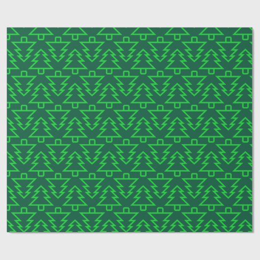 Fluorescent Green Christmas Trees Pattern Cadeaupapier (Vlak)