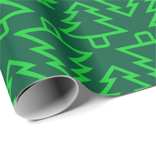 Fluorescent Green Christmas Trees Pattern Cadeaupapier (Rol Hoek)