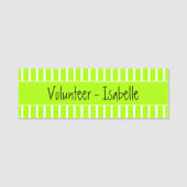 Fluorescent Green Easy Read Volunteer Naamplaatje (Voorkant)