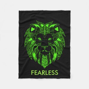 Fluorescent Green en Black Lion met aangepaste tek Fleece Deken