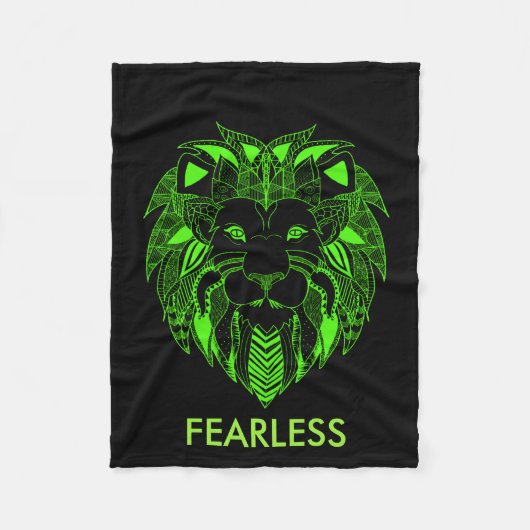Fluorescent Green en Black Lion met aangepaste tek Fleece Deken (Voorkant)