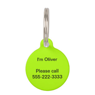 Fluorescent Green Solid Color Huisdierpenning