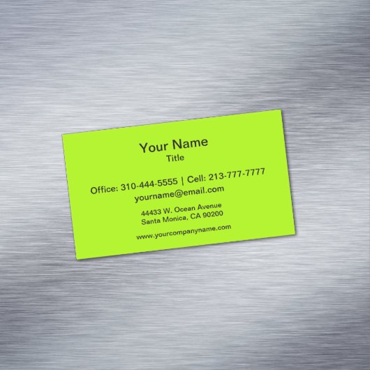 Fluorescent Green Solid Color Magnetisch Visitekaartje (Voorbeeld)