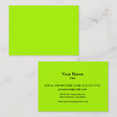 Fluorescent Green Solid Color Visitekaartje (Voorkant / Achterkant)