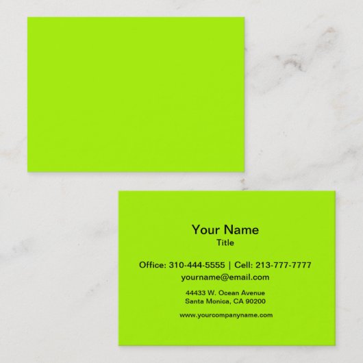 Fluorescent Green Solid Color Visitekaartje (Voorkant / Achterkant)