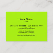 Fluorescent Green Solid Color Visitekaartje (Achterkant)