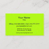 Fluorescent Green Solid Color Visitekaartje (Achterkant)