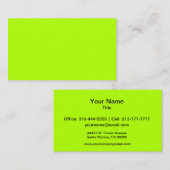 Fluorescent Green Solid Color Visitekaartje (Voorkant / Achterkant)
