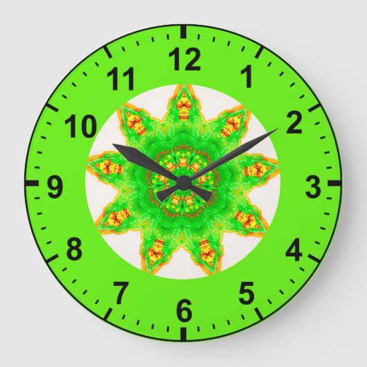 ~ Fluorescent Green Star Fractal ~ Grote Klok (Voorkant)