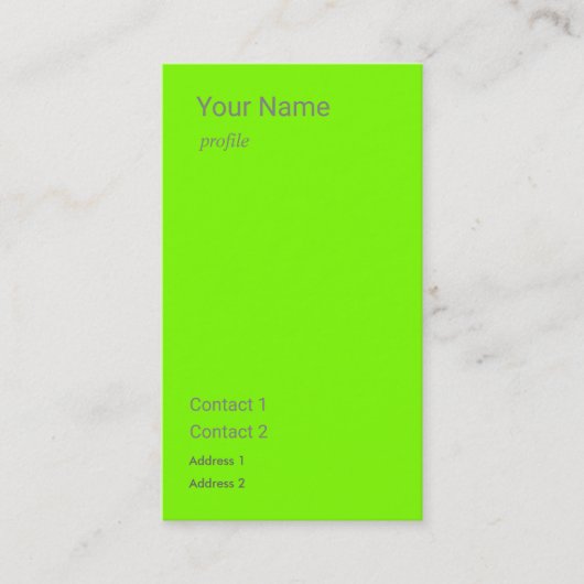 fluorescent groen verticaal visitekaartje (Voorkant)
