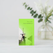 Fluorescent groene fotosjabloon, voeg je eigen eig visitekaartje (Staand voorkant)