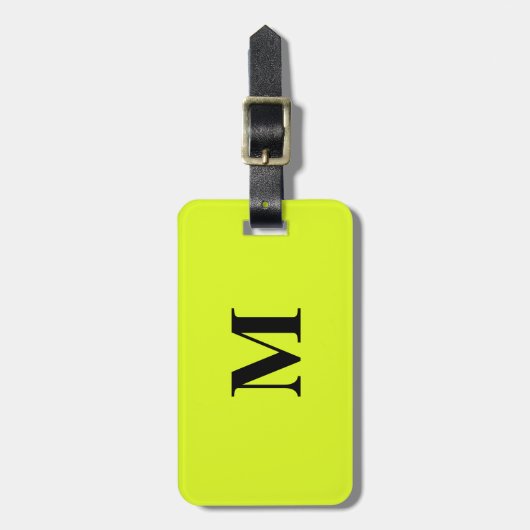 Fluorescent Light Yellow Green Monogrammen Name Gi Bagagelabel (Voorkant verticaal)
