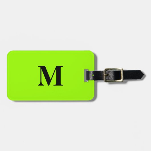 Fluorescent Lime Green Colorful Monogrammogram Nam Bagagelabel (Voorkant horizontaal)