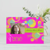 Fluorescent Mod Bubbles/hete roze/oranje/limoen Kaart (Staand voorkant)