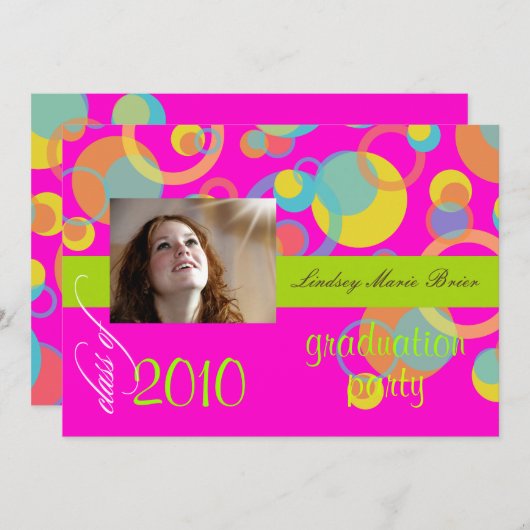 Fluorescent Mod Bubbles/hete roze/oranje/limoen Kaart (Voorkant / Achterkant)