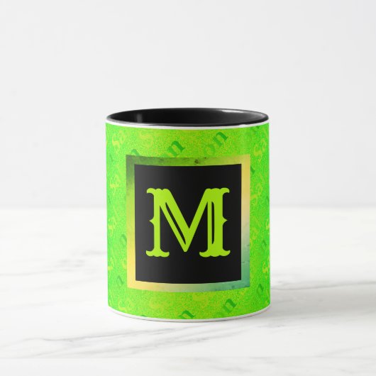 Fluorescent Neon Elegant Monogramed Mok (Midden)