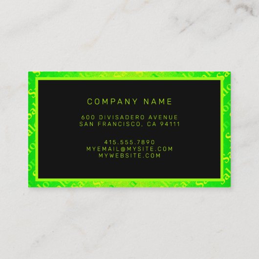 Fluorescent Neon Elegant Visitekaartje (Achterkant)