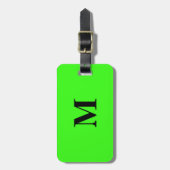 Fluorescent Neon Green Colorful Monogramnamen Bagagelabel (Voorkant verticaal)