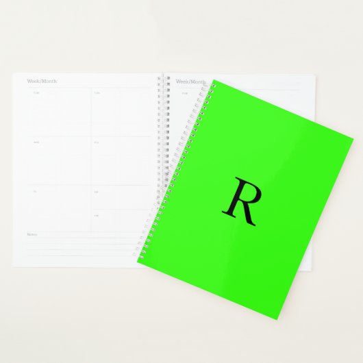 Fluorescent Neon Green Name Monogrammen Gift Favor Planner (Display)