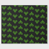 Fluorescent Neon Green Tennis Rackets Patroon Cadeaupapier (Vlak)