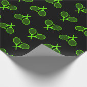 Fluorescent Neon Green Tennis Rackets Patroon Cadeaupapier (Hoek)