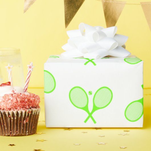 Fluorescent Neon Green Tennis Rackets Racquet Cadeaupapier (Verjaardagsfeest)