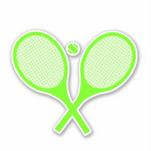 Fluorescent Neon Green Tennis Racquets Ball Sticker (Voorkant)