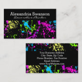 Fluorescent Neon Paint Splatter Artiest Colorful Visitekaartje (Voorkant / Achterkant)