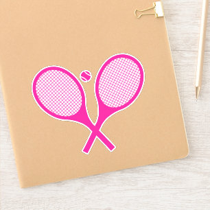 Fluorescent Neon Pink Tennis Racquets Ball Sticker